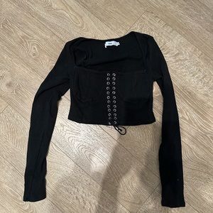 Cropped Lace up Adika going out top long sleeve